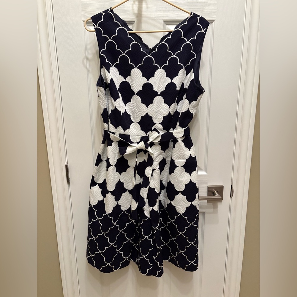 NWOT Talbots Navy and White Scalloped Dress